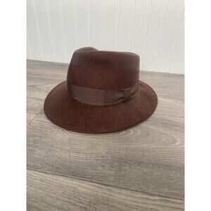 Fedora Hat 100% Wool Brown, 7" Made In USA Indiana Jones